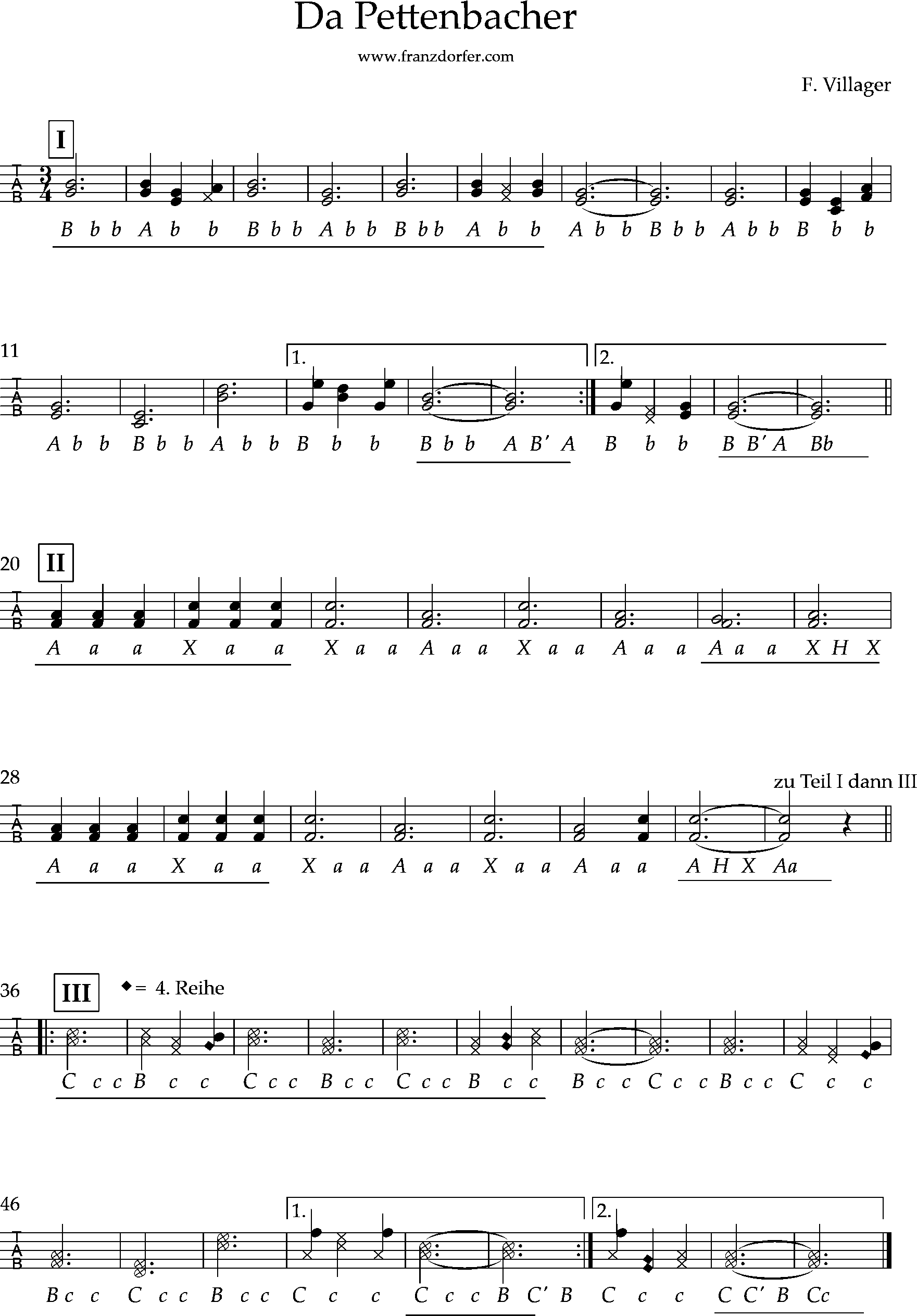 Da Pettenbacher Walzer Griffschrift steirische harmonika lernen, Walzer- Da Pettenbscher